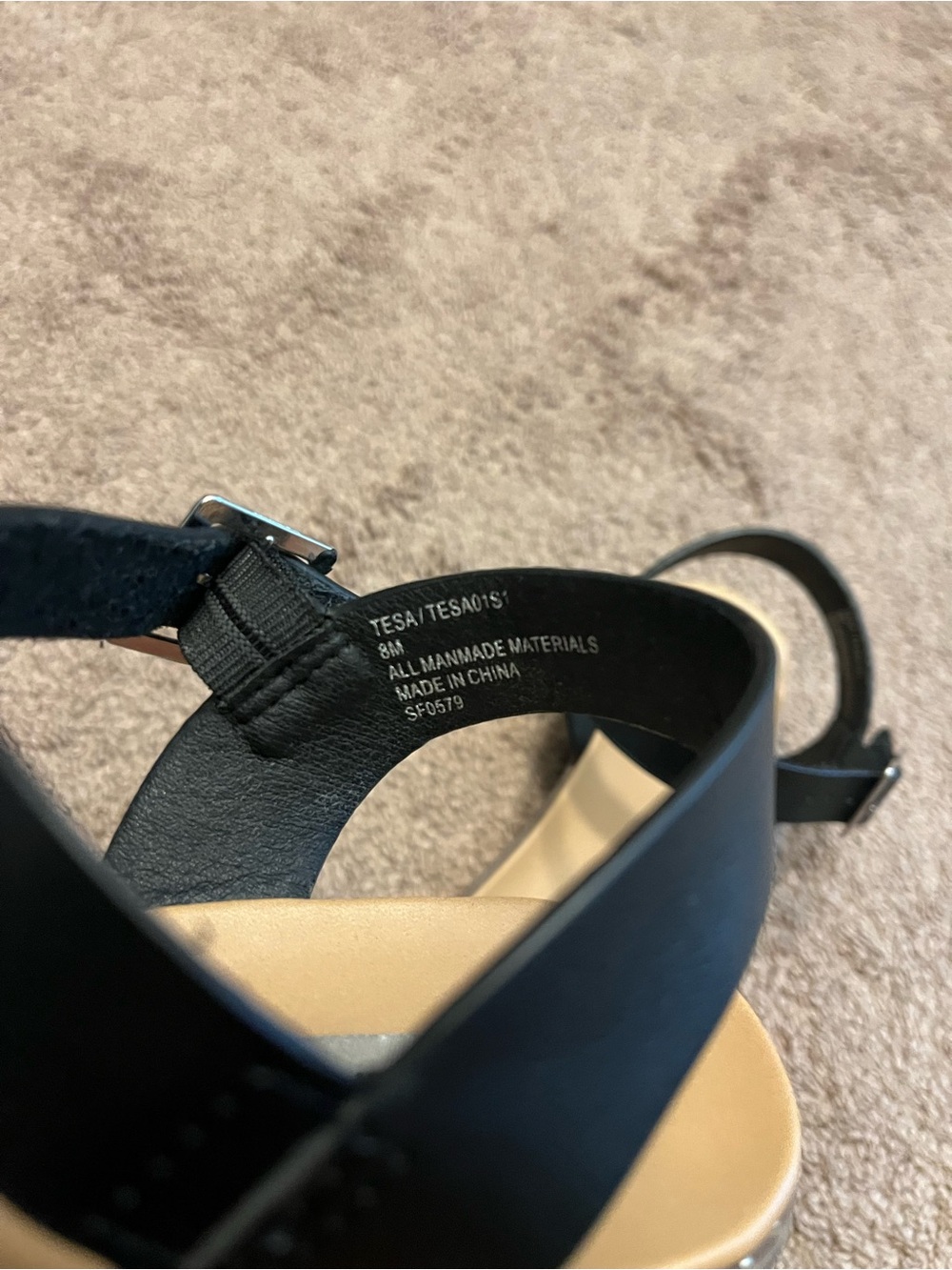 Steve Madden Black and Tan Open-Toe Ankle-Strap Sandals - Picture 6 of 6
